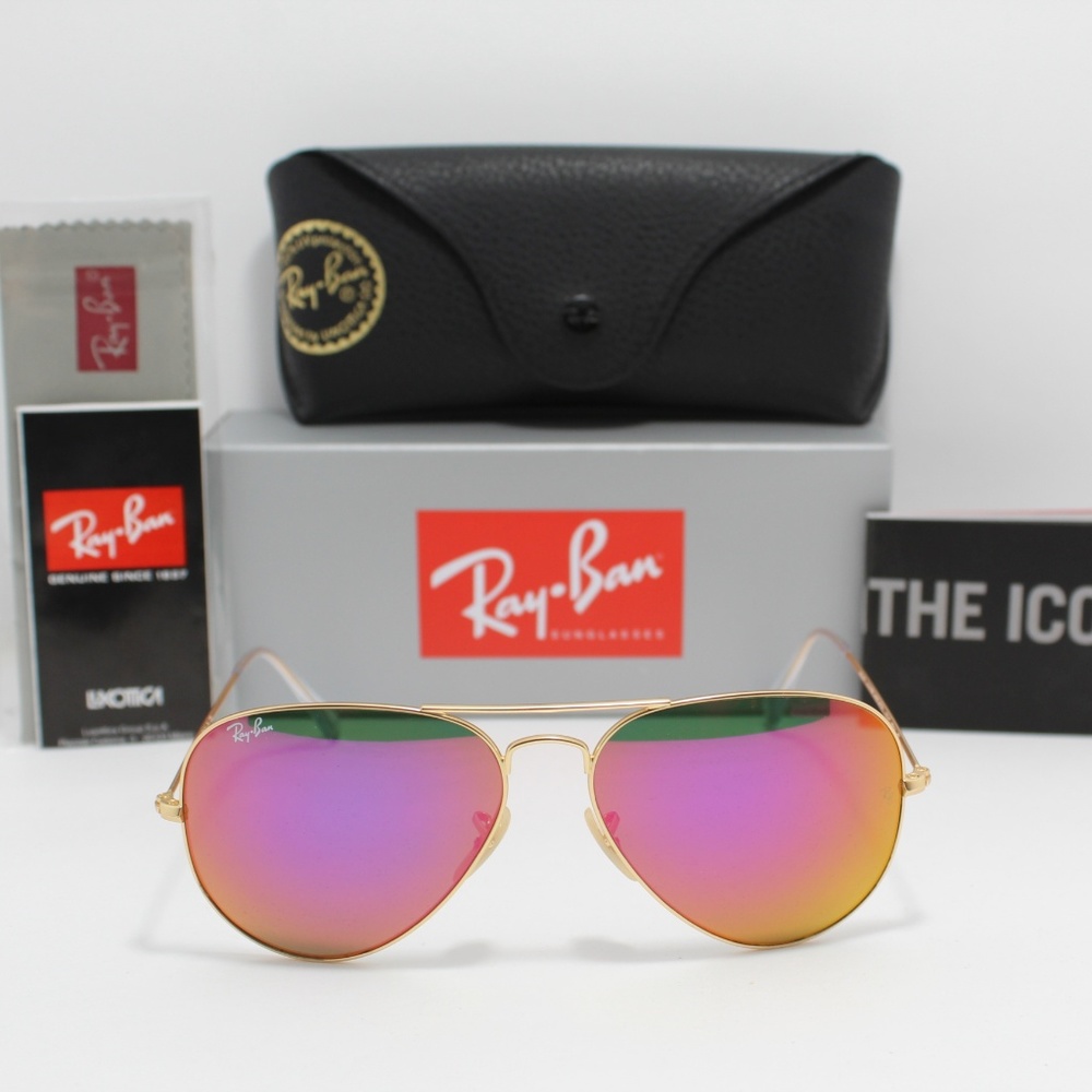 RAY-BAN 3025 112/4T CYCLAMEN PINK FLASH AVIATORS - Picture 3 of 8